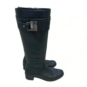 TAHARI Kerry Black Leather Zip Boots Women's Size 6 1/2 M